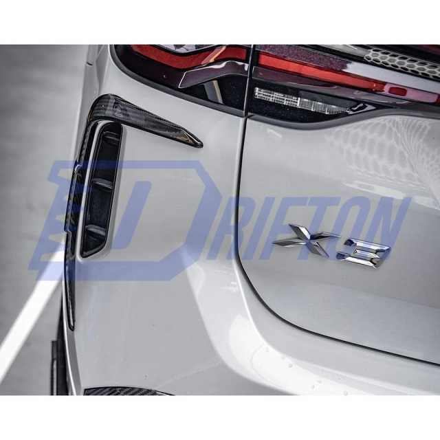 SQ Style Dry Carbon Fiber Rear Bumper Side Canards For BMW X3 G01 G08 LCI 2022-2024