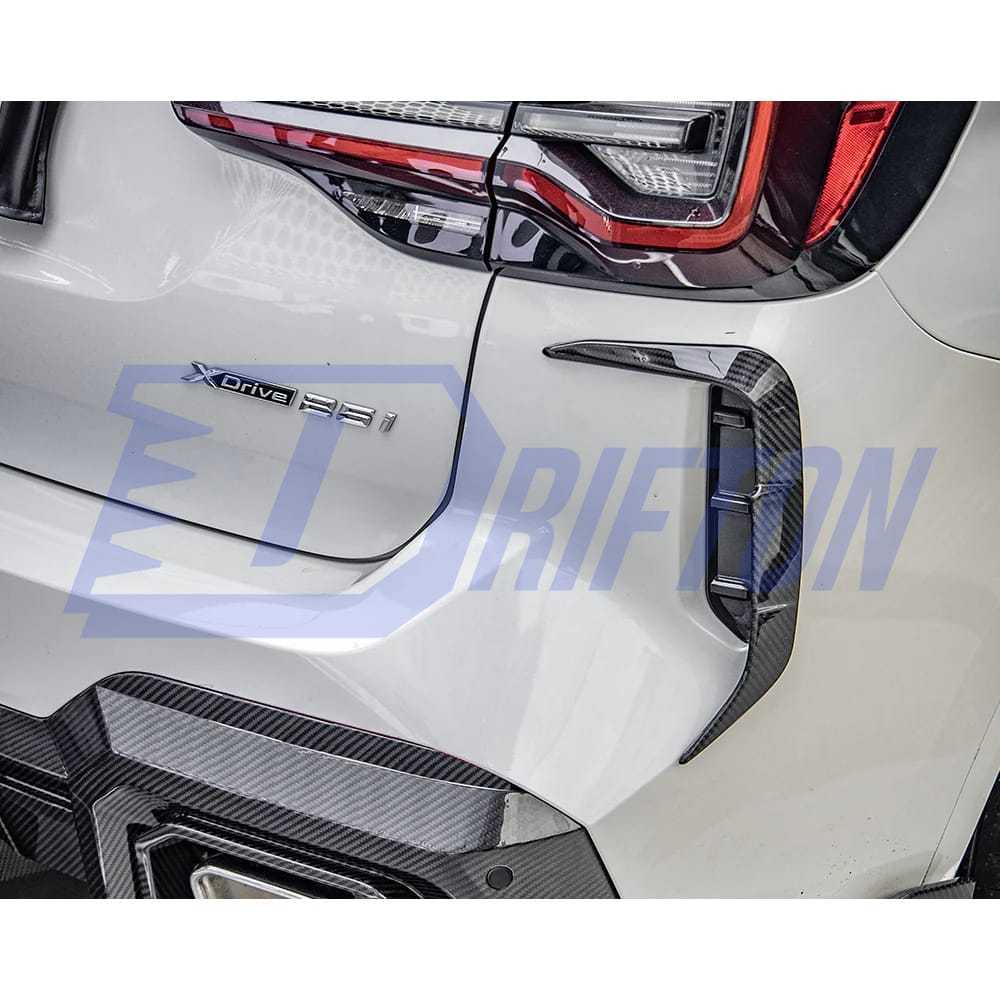 SQ Style Dry Carbon Fiber Rear Bumper Side Canards For BMW X3 G01 G08 LCI 2022-2024