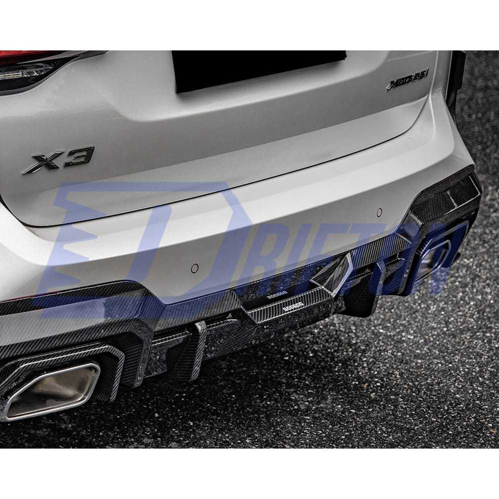 SQ Style Dry Carbon Fiber Rear Diffuser For BMW X3 G01 G08 LCI 2022-2024