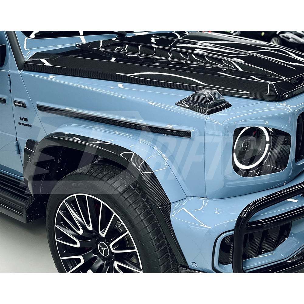 TopCar Style Dry Carbon Fiber Front Fender Trim Cover For Mercedes Benz G-Class W465 G63 AMG 2024-ON