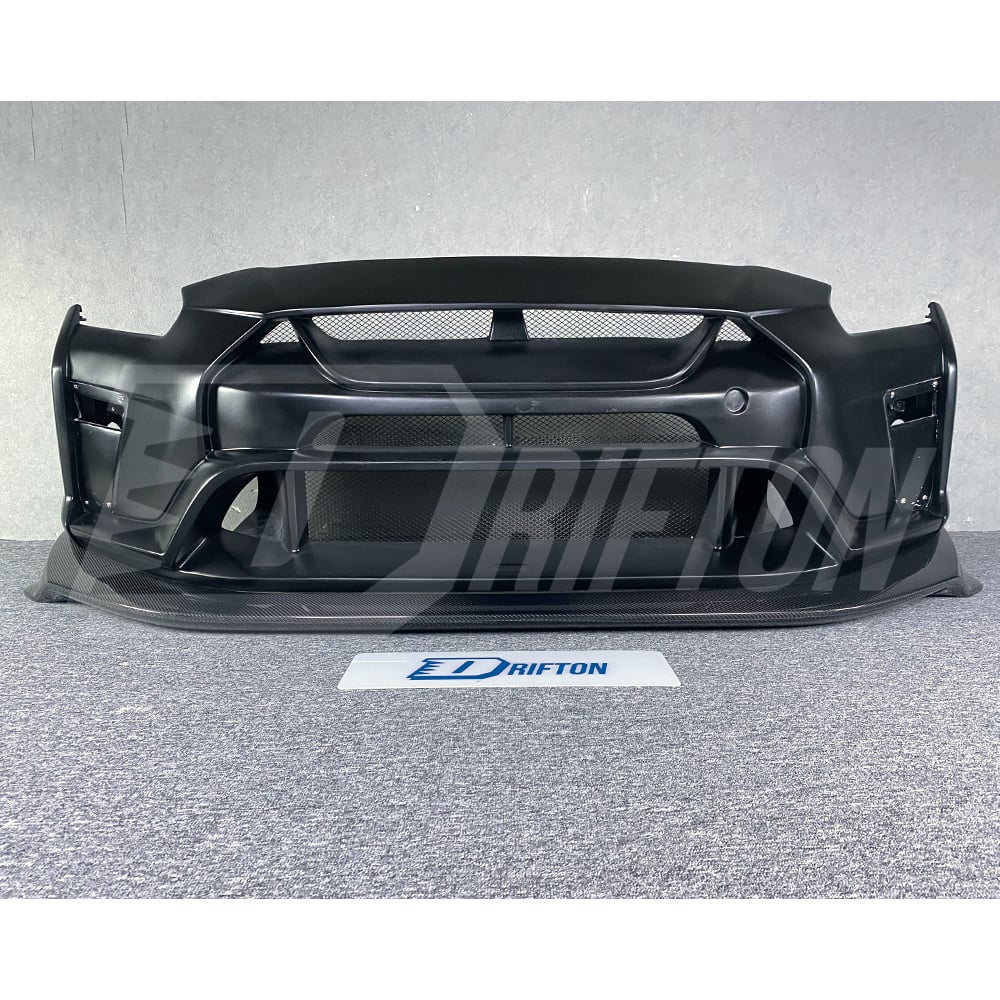 Varis MY19 Style Glass Fiber Front Bumper With Carbon Fiber Front Lip For Nissan R35 GTR 2017-2019
