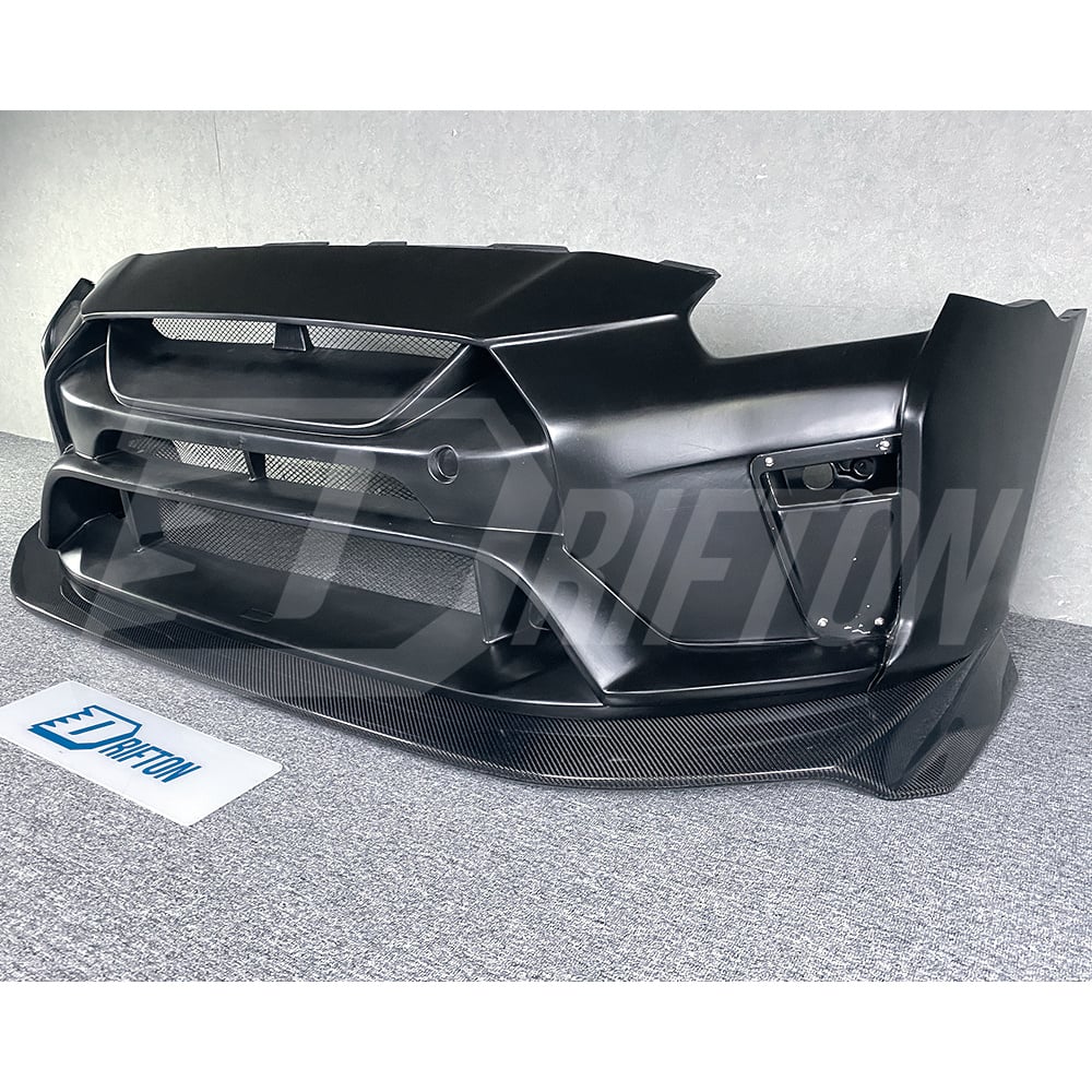 Varis MY19 Style Glass Fiber Front Bumper With Carbon Fiber Front Lip For Nissan R35 GTR 2017-2019