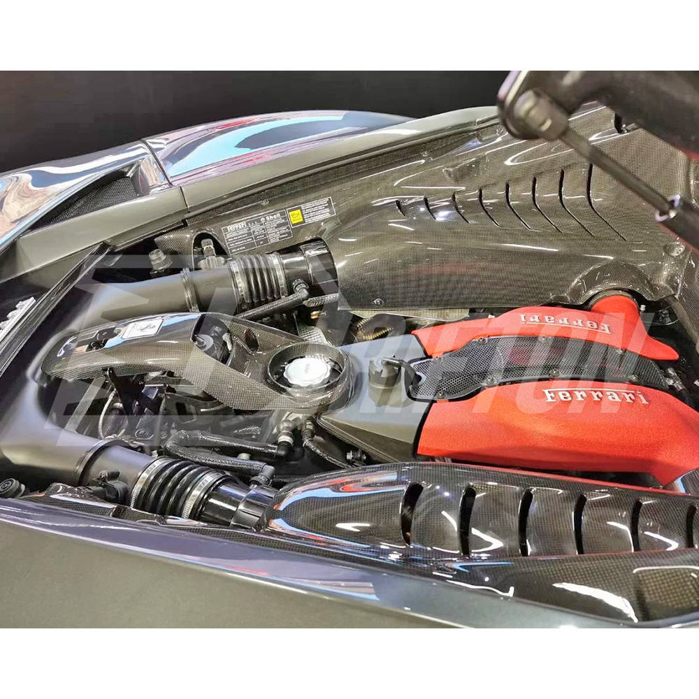 Dry Carbon Fiber Engine Bay Set Cover Kits For Ferrari F8 Tributo 2019-2022