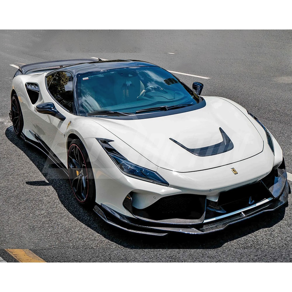 PT Style Dry Carbon Fiber Front Side Splliters For Ferrari F8 Tributo Spider 2019-2022