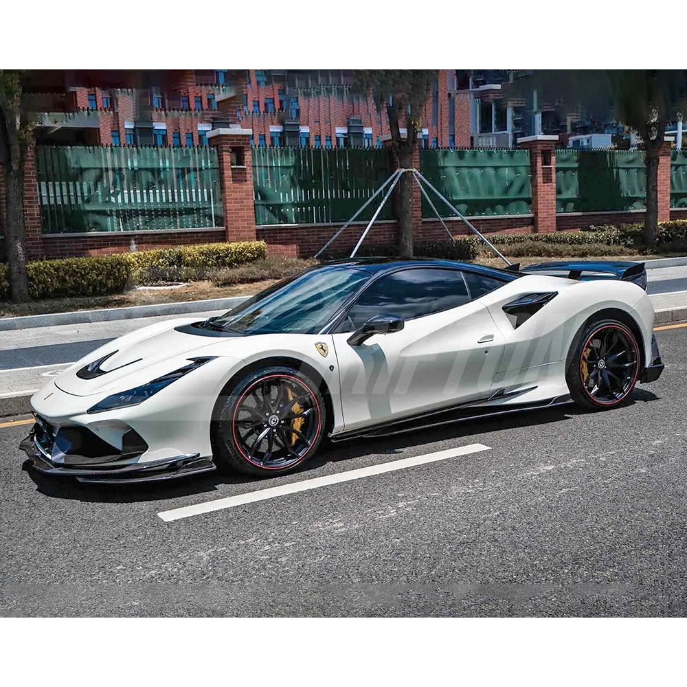 PT Style Dry Carbon Fiber Front Side Splliters For Ferrari F8 Tributo Spider 2019-2022