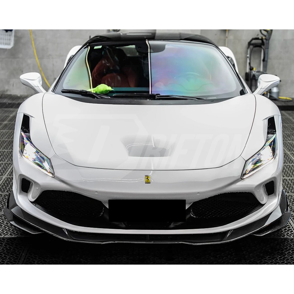 PT Style Dry Carbon Fiber Front Side Splliters For Ferrari F8 Tributo Spider 2019-2022