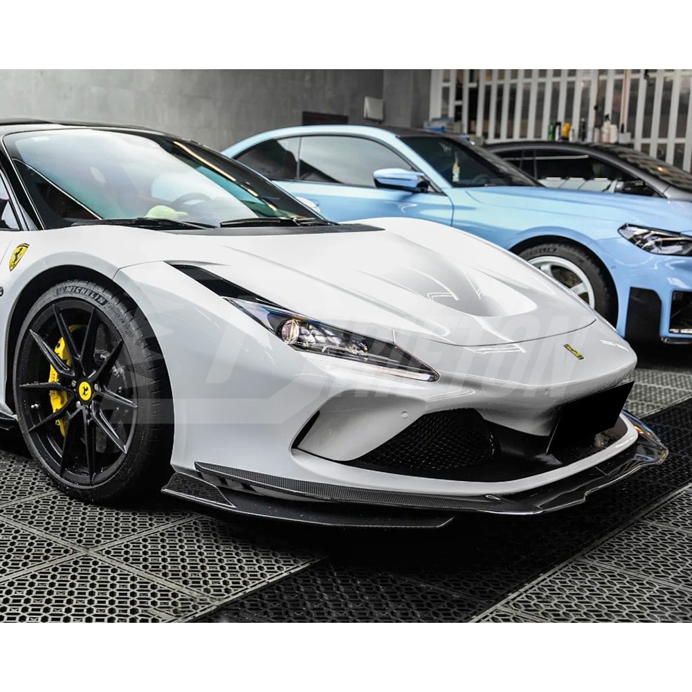 PT Style Dry Carbon Fiber Front Side Splliters For Ferrari F8 Tributo Spider 2019-2022
