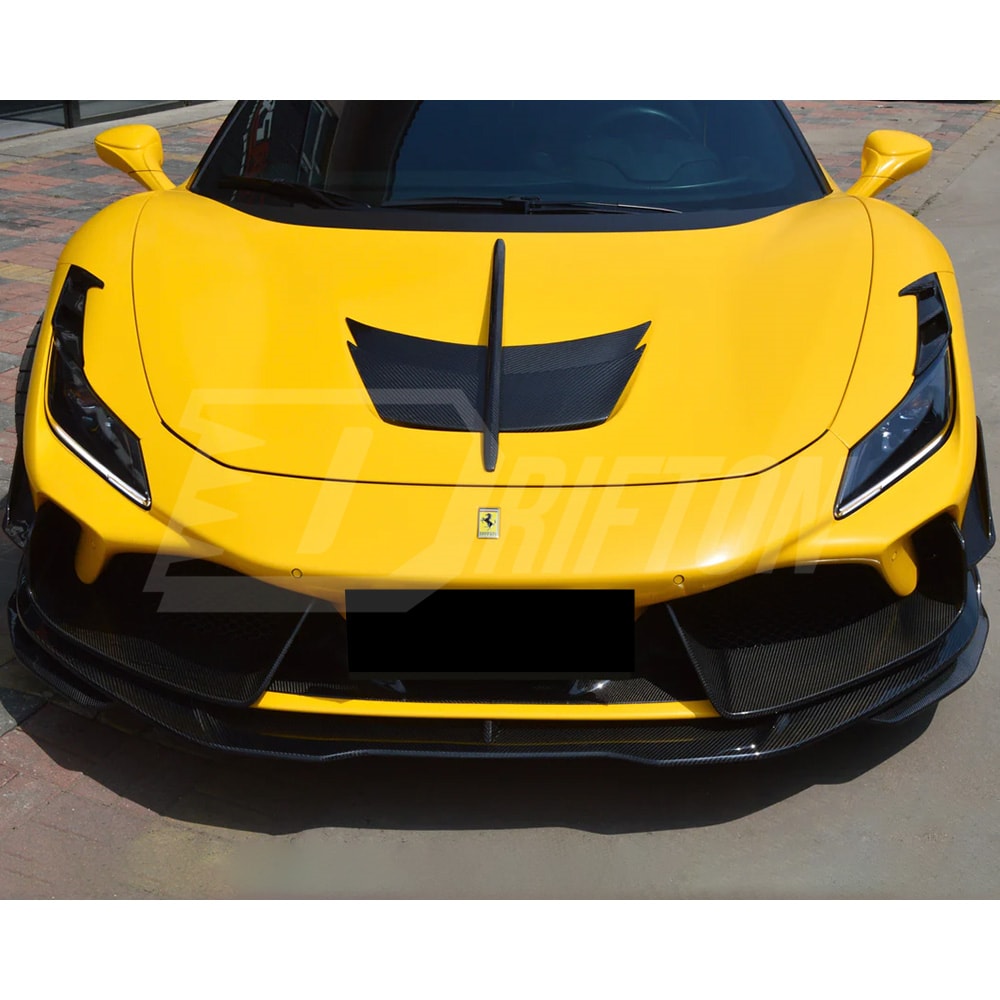 PT Style Dry Carbon Fiber Front Side Splliters For Ferrari F8 Tributo Spider 2019-2022