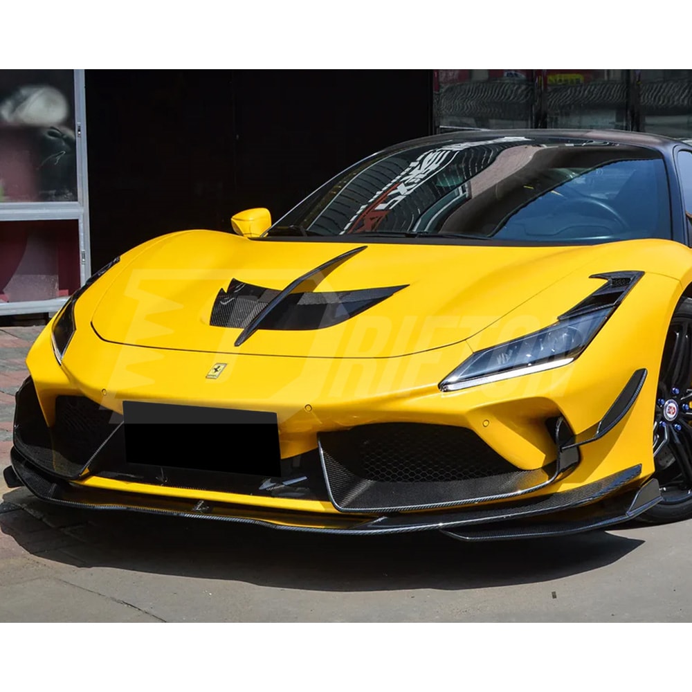 PT Style Dry Carbon Fiber Front Side Splliters For Ferrari F8 Tributo Spider 2019-2022
