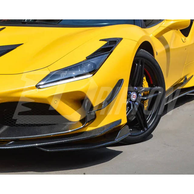 PT Style Dry Carbon Fiber Front Canards For Ferrari F8 Tributo Spider 2019-2022