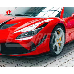 PT Style Dry Carbon Fiber Front Canards For Ferrari F8 Tributo Spider 2019-2022