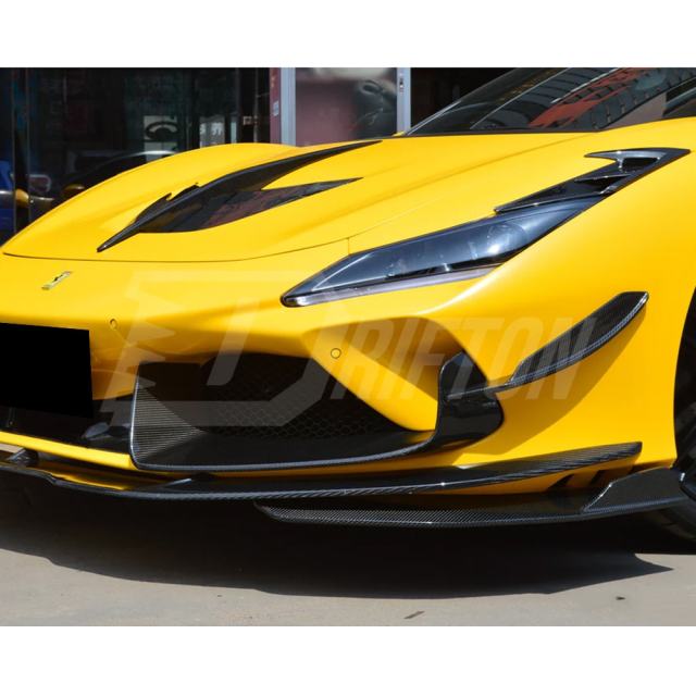 PT Style Dry Carbon Fiber Front Side Splliters For Ferrari F8 Tributo Spider 2019-2022
