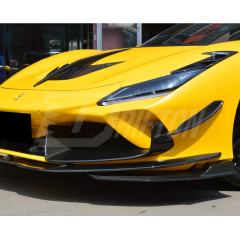 PT Style Dry Carbon Fiber Front Bumper Vent Splitters For Ferrari F8 Tributo Spider 2019-2022
