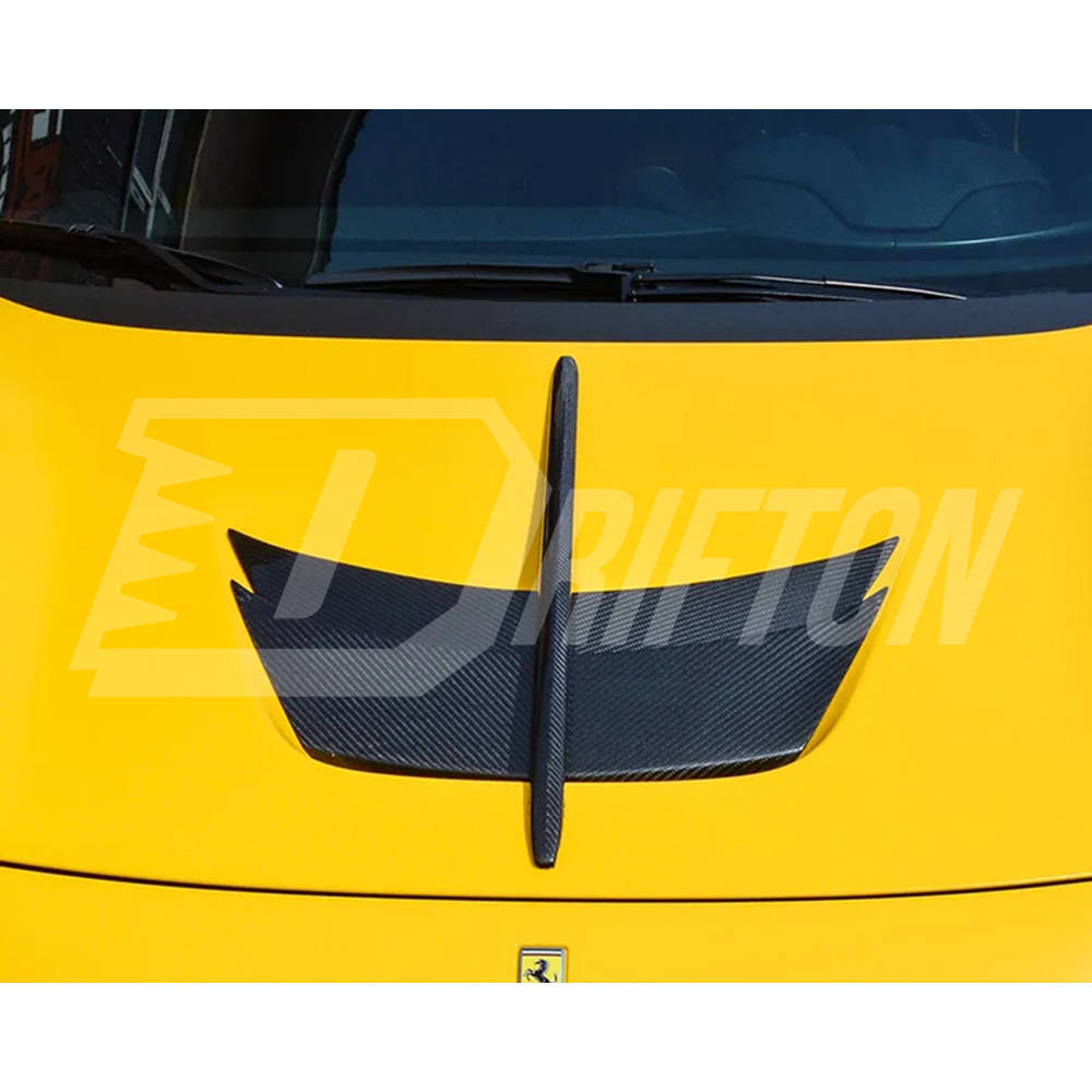 PT Style Dry Carbon Fiber Hood Trim For Ferrari F8 Tributo Spider 2019-2022
