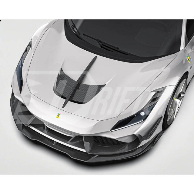 PT Style Dry Carbon Fiber Hood Trim For Ferrari F8 Tributo Spider 2019-2022