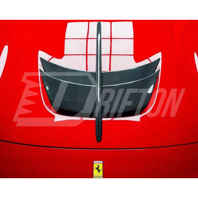 PT Style Dry Carbon Fiber Hood Trim For Ferrari F8 Tributo Spider 2019-2022