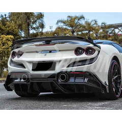 PT Style Dry Carbon Fiber Rear Diffuser Set For Ferrari F8 Tributo Spider 2019-2022