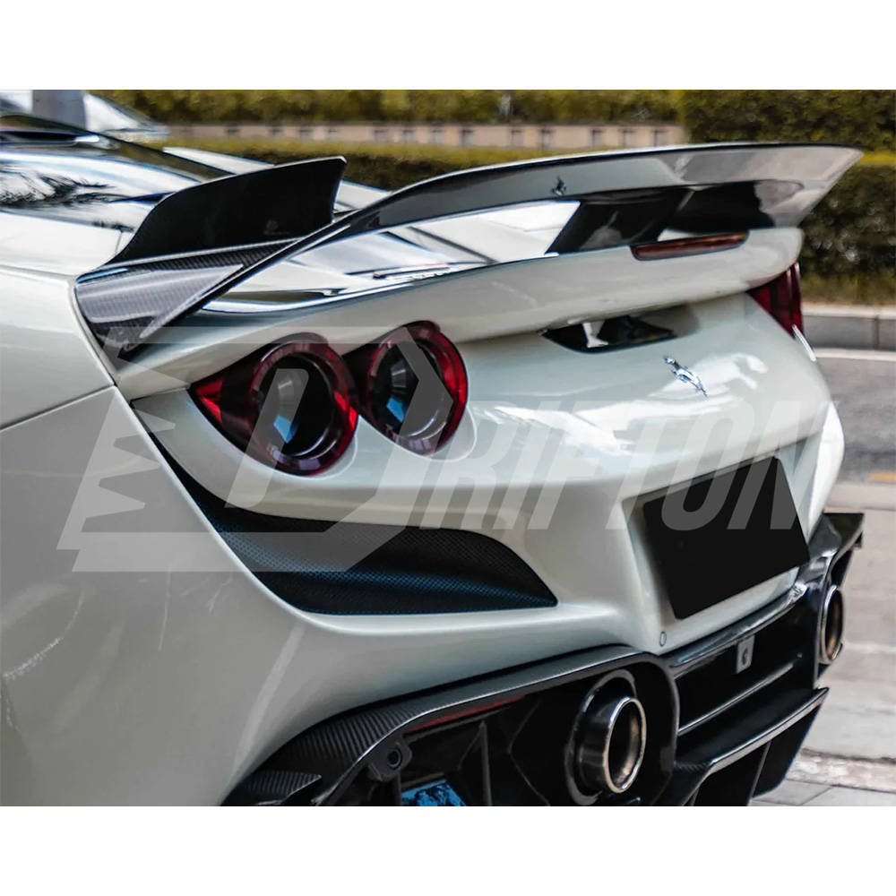 PT Style Dry Carbon Fiber Rear Spoiler Wing For Ferrari F8 Tributo Spider 2019-2022