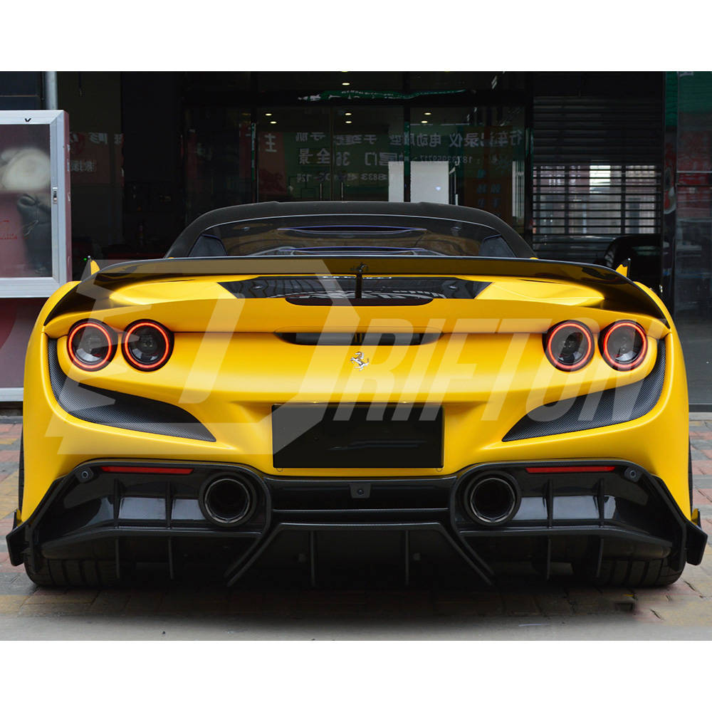 PT Style Dry Carbon Fiber Rear Spoiler Wing For Ferrari F8 Tributo Spider 2019-2022