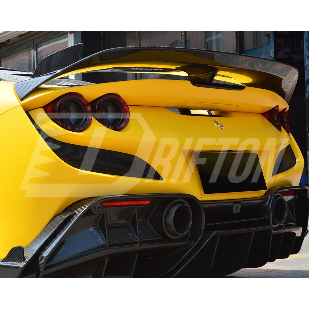 PT Style Dry Carbon Fiber Rear Spoiler Wing For Ferrari F8 Tributo Spider 2019-2022