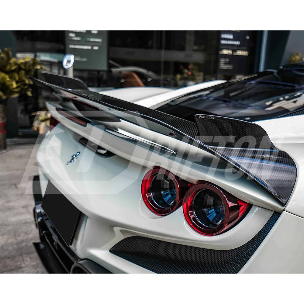 PT Style Dry Carbon Fiber Rear Spoiler Wing For Ferrari F8 Tributo Spider 2019-2022