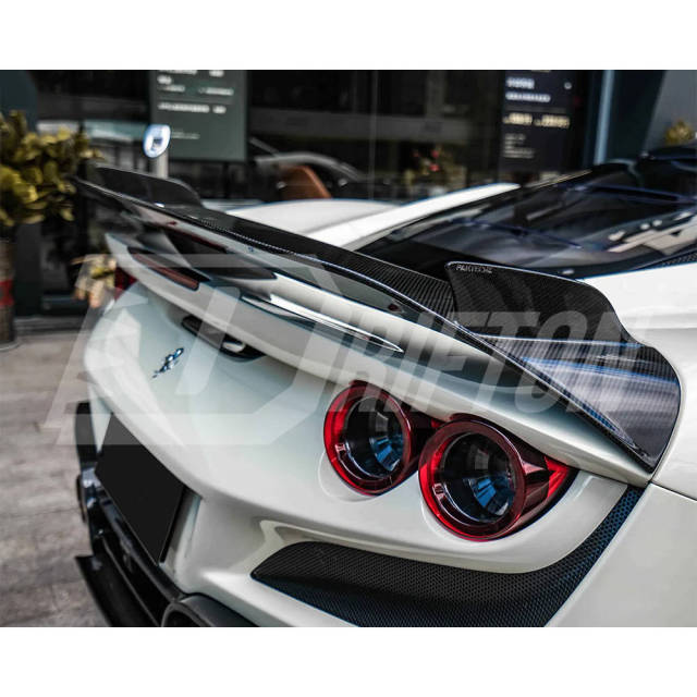 PT Style Dry Carbon Fiber Rear Spoiler Wing For Ferrari F8 Tributo Spider 2019-2022
