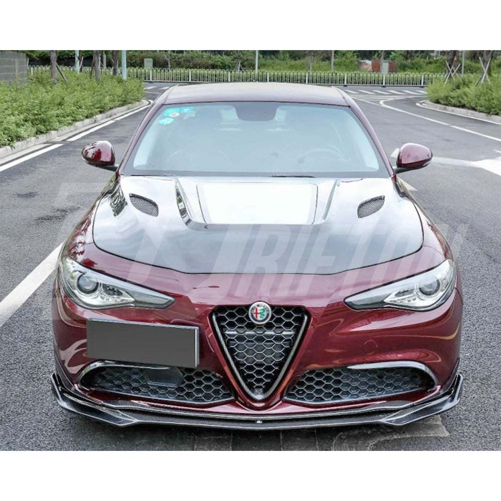 Carbon Fiber Hood With Glass For Alfa Romeo Giulia & Quadrifoglio 2016-2023