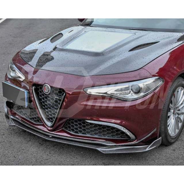 Carbon Fiber Hood With Glass For Alfa Romeo Giulia & Quadrifoglio 2016-2023
