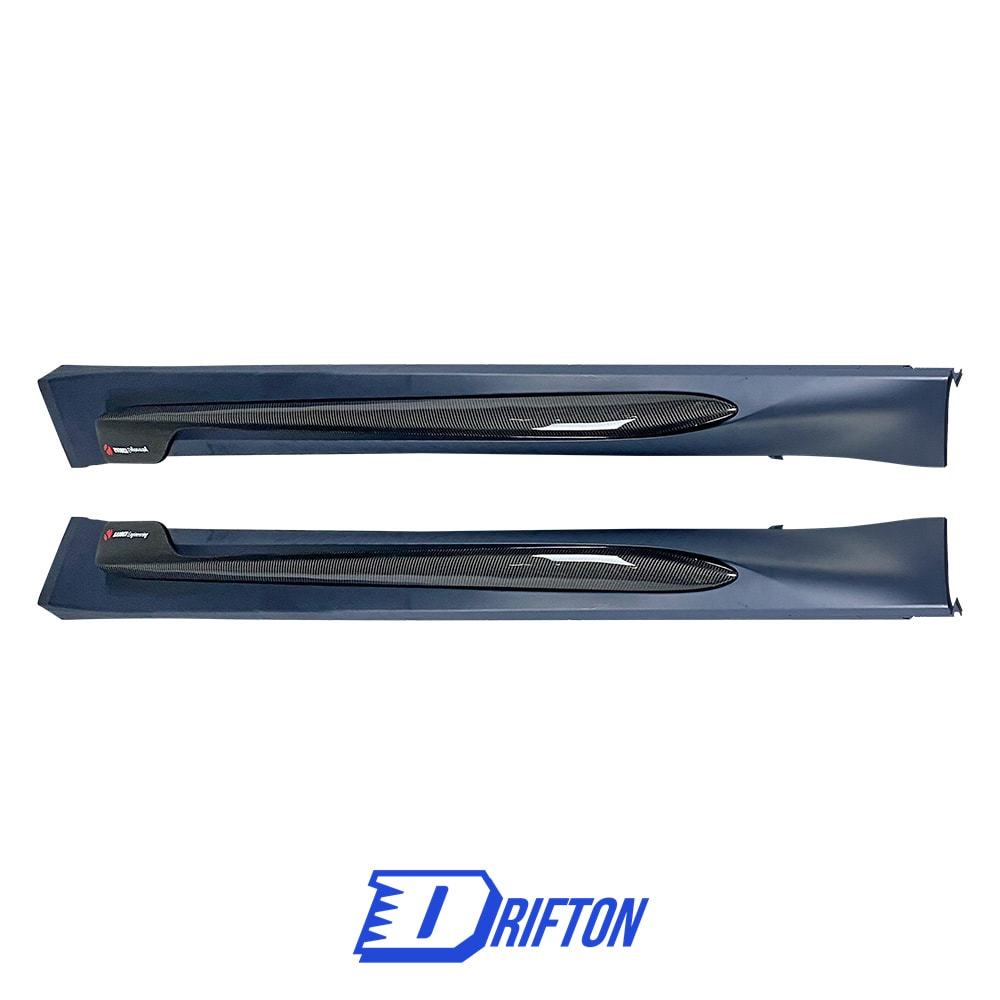 GTAM Style PP Side Skirt with Carbon Fiber Blades For Alfa Romeo Giulia 2016-2023