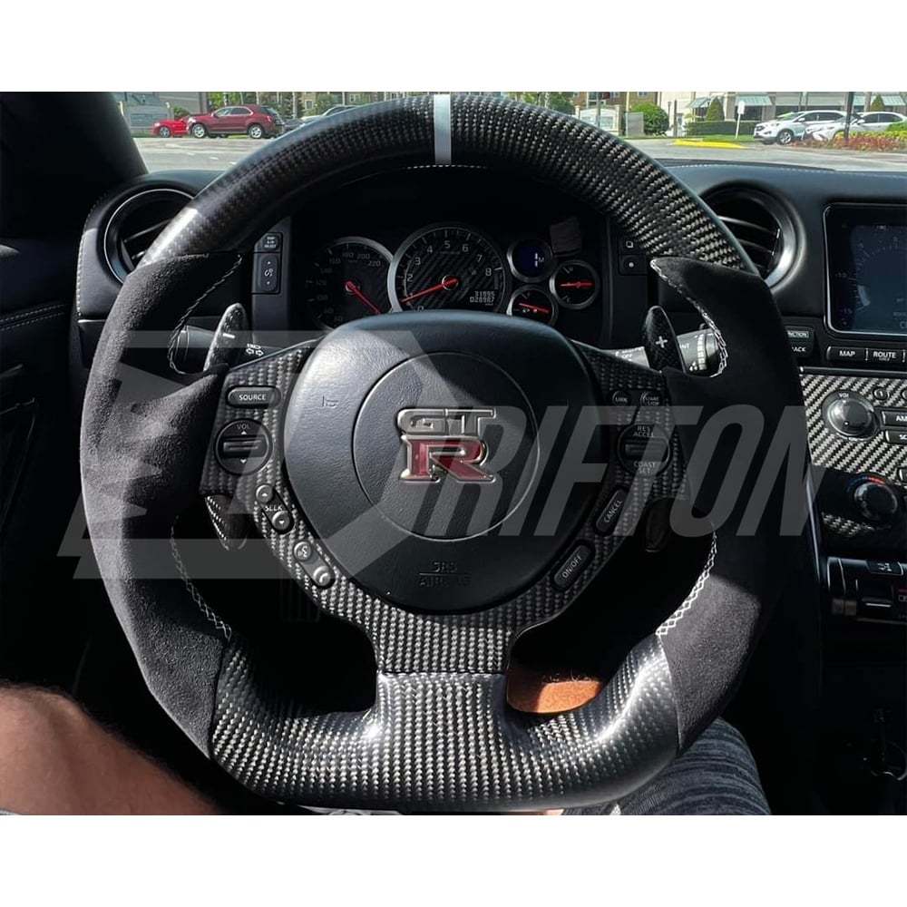 Customize Carbon Fiber Steering Wheel With Center Trim Cover For Nissan R35 GTR 2008-2016