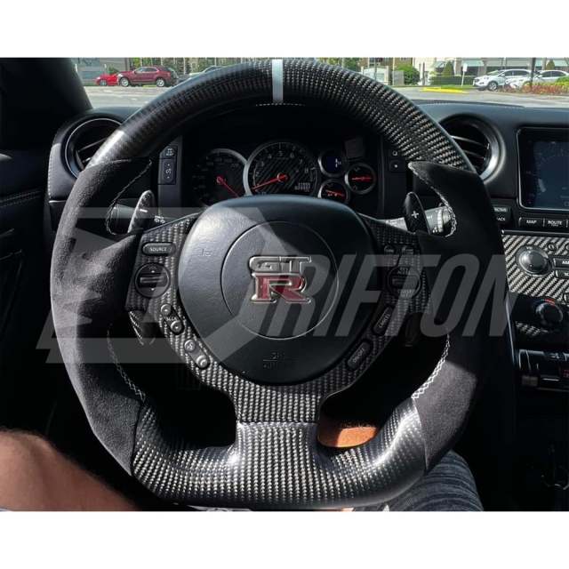 Customize Carbon Fiber Steering Wheel With Center Trim Cover For Nissan R35 GTR 2008-2016