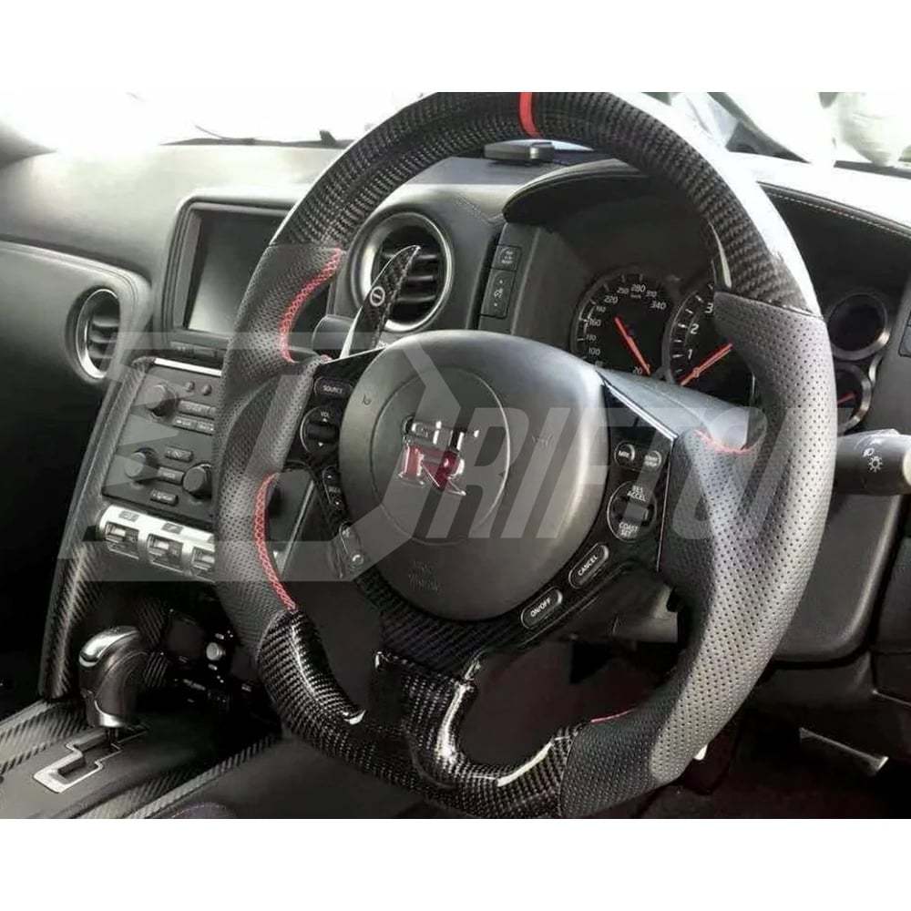 Customize Carbon Fiber Steering Wheel With Center Trim Cover For Nissan R35 GTR 2008-2016