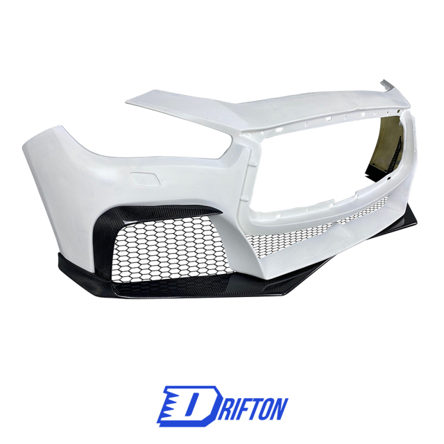 Project Black S Concept Style Partial Carbon Fiber Front Bumper For Infiniti Q50 2013-2024