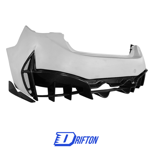 Project Black S Concept Style Partial Carbon Fiber Rear Bumper For Infiniti Q50 2013-2024