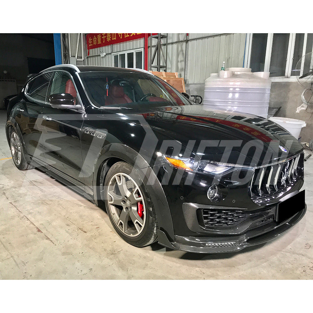 Mansory Style Dry Carbon Fiber Side Skirt & Fender Wheels Flare Trims For Maserati Levante 2016-2018