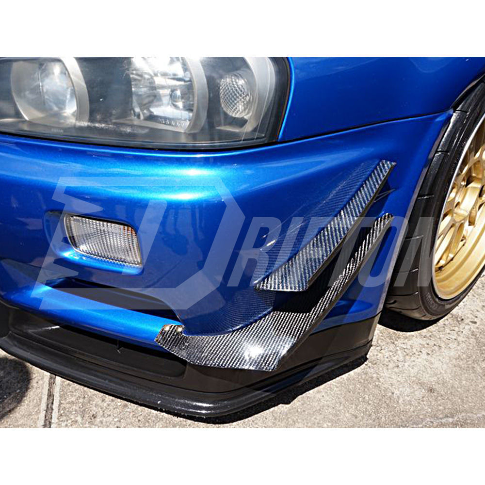 Ars Style Carbon Fiber Front Bumper Canards For Nissan R34 GTR 1998-2002