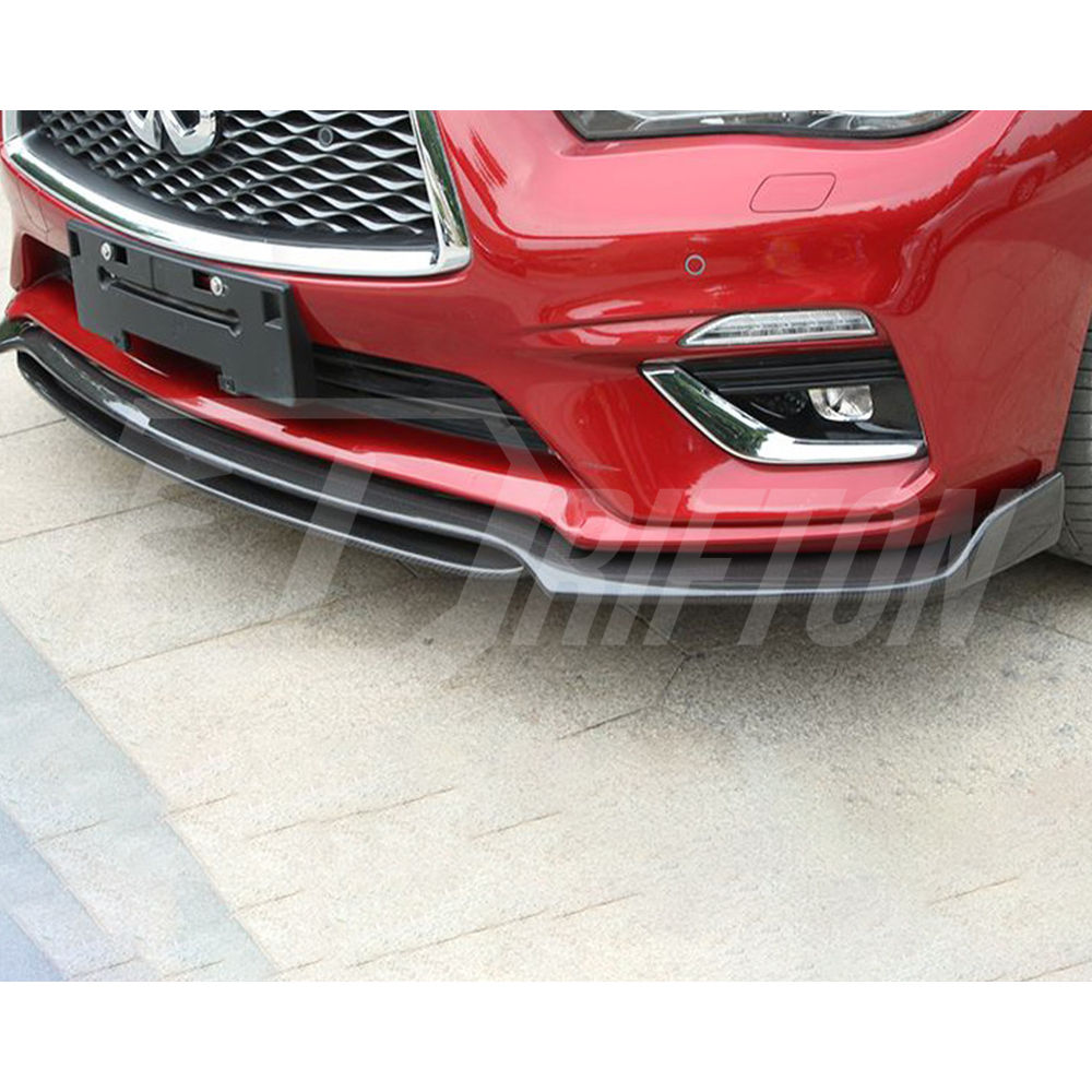 Duo Blades Style Carbon Fiber Front Lip For Infiniti Q50 2013-2024