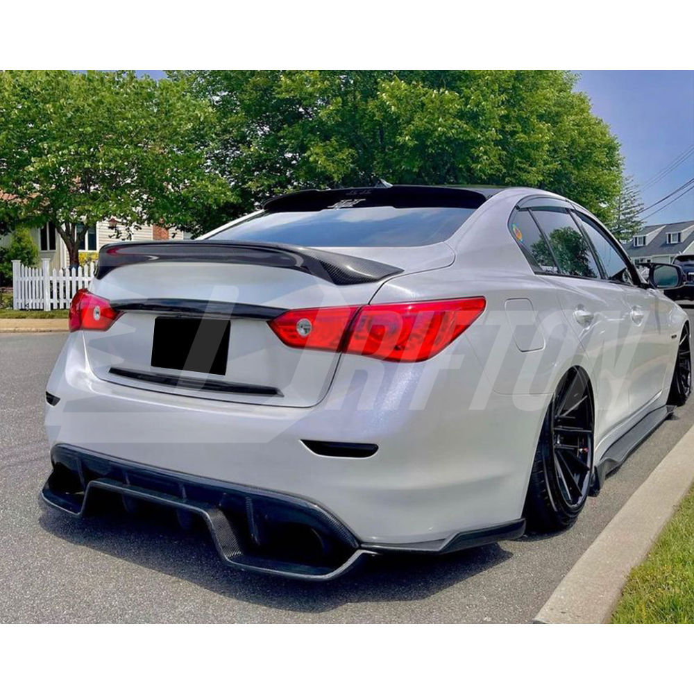 Dry Carbon Fiber Trunk Lid Upper Cover Trim For INFINITI Q50 2013-2017