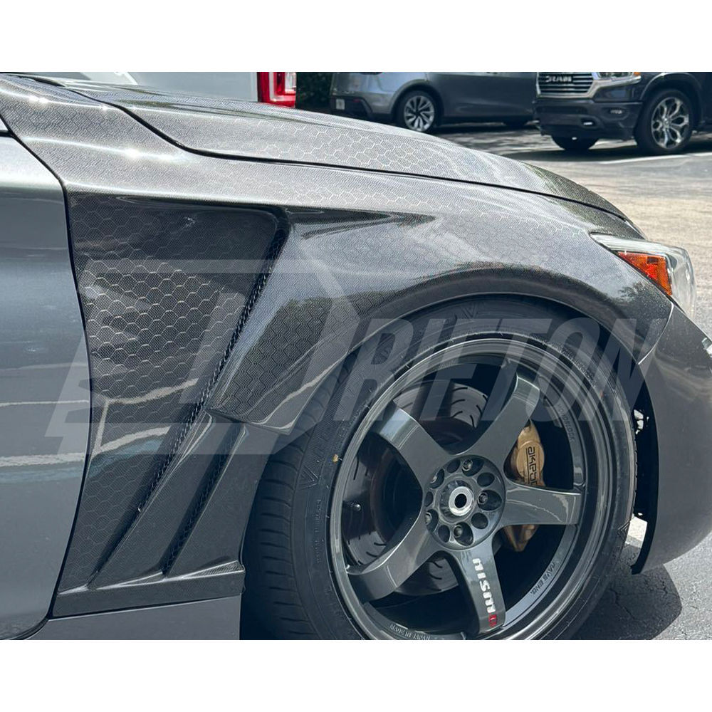 Vents Style Honey Comb Carbon Fiber Fender For INFINITI Q50 2013-2024