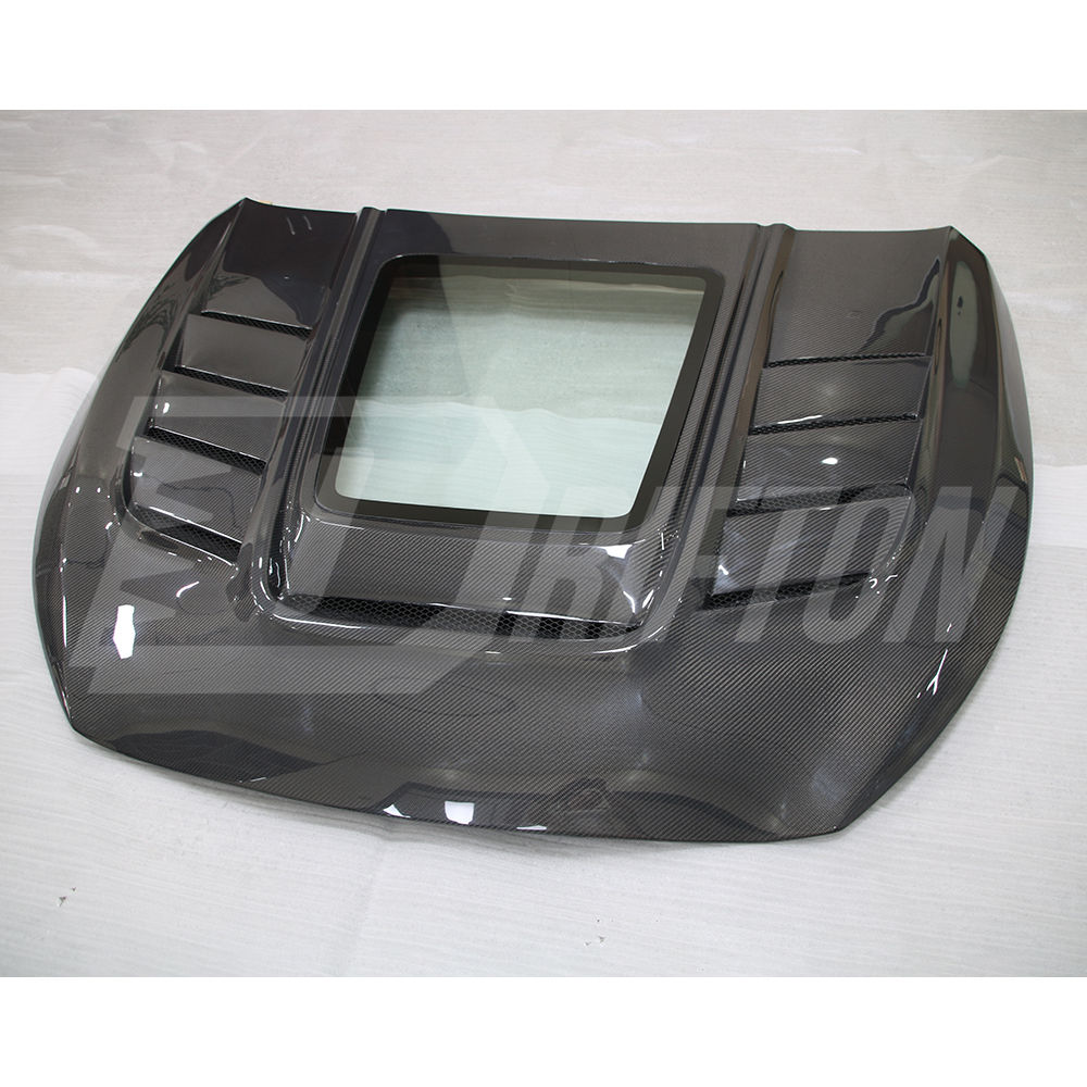 TV Transparent Glass Style Carbon Fiber Engine Hood For Infiniti Q50 2013-2024