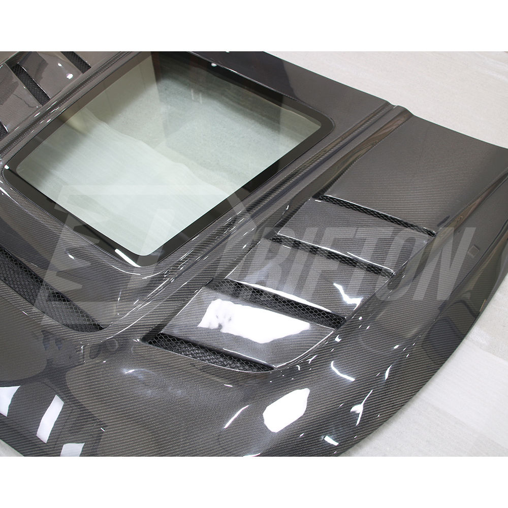 TV Transparent Glass Style Carbon Fiber Engine Hood For Infiniti Q50 2013-2024
