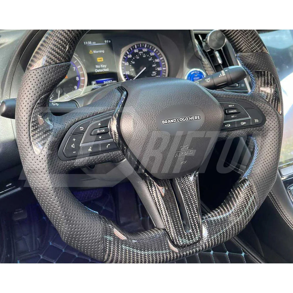 Carbon Fiber Steering Wheel Center Cover For Infiniti Q50 2018-2024