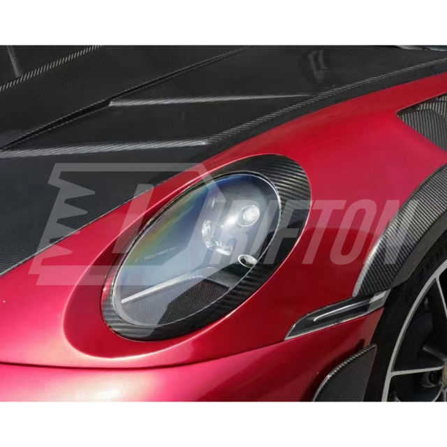Dry Carbon Fiber Headlight Trim Cover For Porsche 911 992 Carrera S 2019-2023