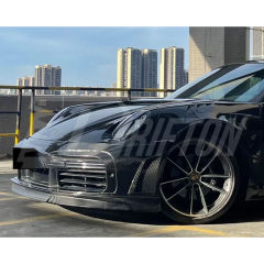 TopCar Stinger Style Dry Carbon Fiber With Portion Primer Front Bumper For Porsche 911 992 Carrera S 2019-2023