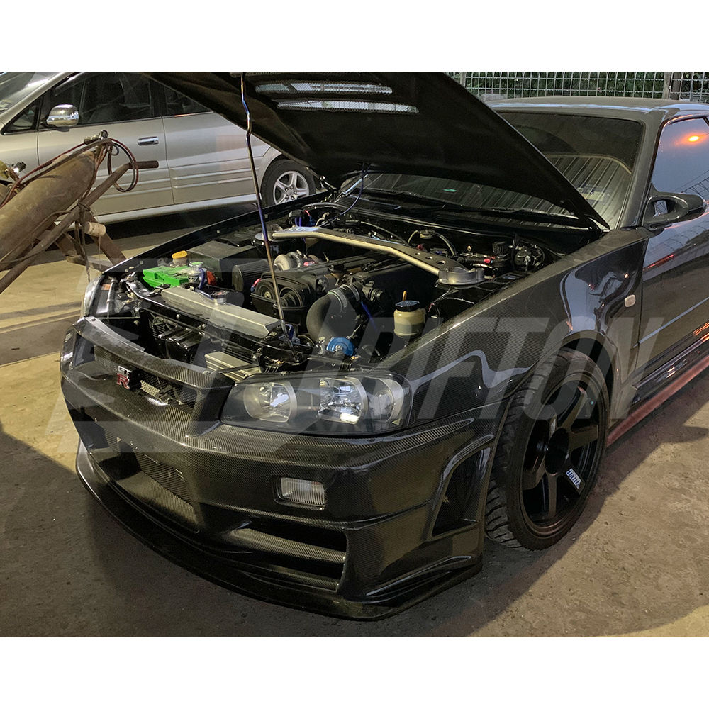 Nismo Z-Tune Style Carbon Fiber Front Bumper & Under Lip For Nissan R34 GTR 1998-2002