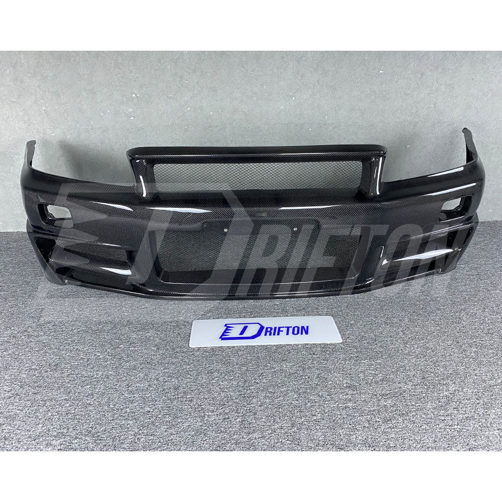 Nismo Z-Tune Style Carbon Fiber Front Bumper & Under Lip For Nissan R34 GTR 1998-2002