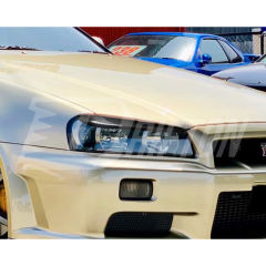 Carbon Fiber Headlights Eyebrow Cover Trim For Nissan R34 GTR GTT 1998-2002