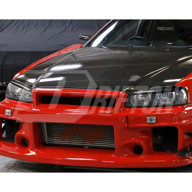 Carbon Fiber Headlights Eyebrow Cover Trim For Nissan R34 GTR GTT 1998-2002