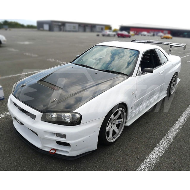 HSM Style Carbon Fiber Side Skirt Extension For Nissan R34 GTR 1998-2002