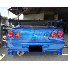 Jun Style Carbon Fiber Rear Spoiler High Brackets Base For Nissan R34 GTR GTT 1998-2002